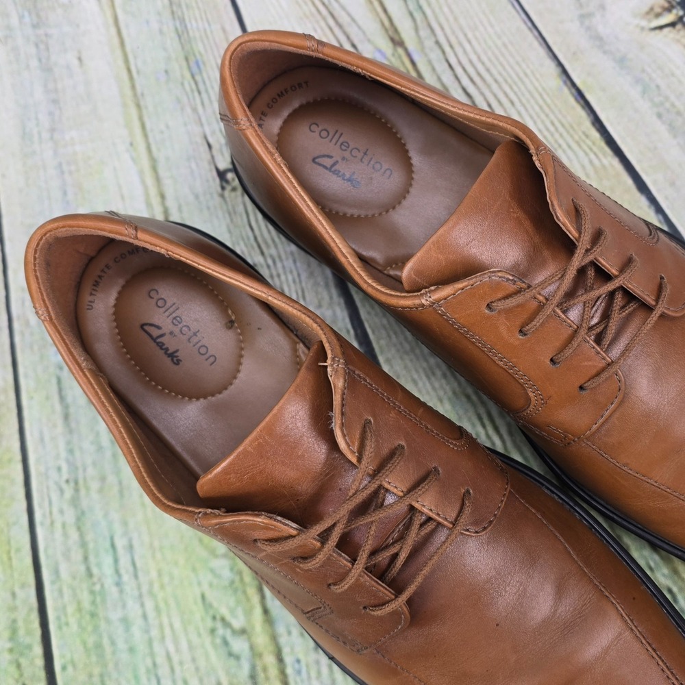 Clarks Bensley‎ Run Oxford Men's Size 12 M Brown Leather Dress Shoes Comfort - Picture 7 of 10
